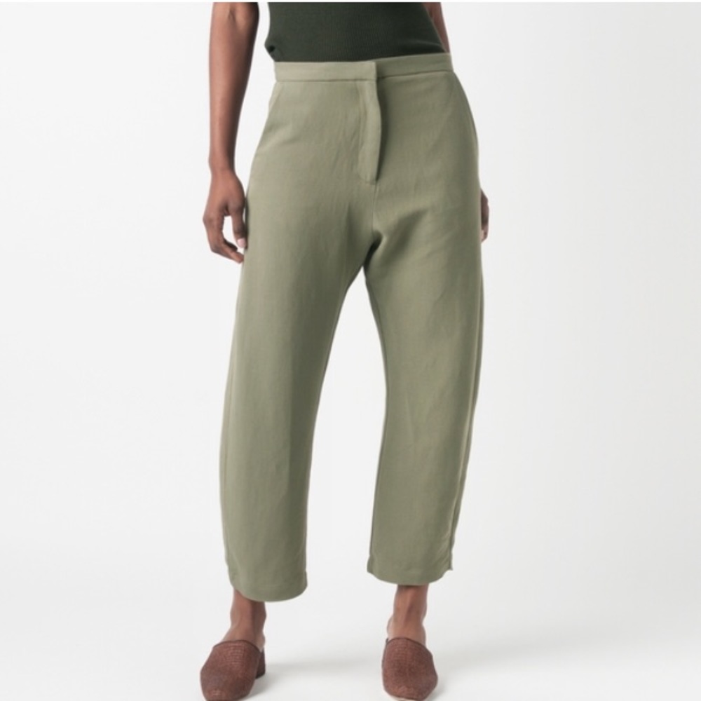 SAMUJI - Linen Wide Leg trouser Army Green, Small - Picture 5 of 7